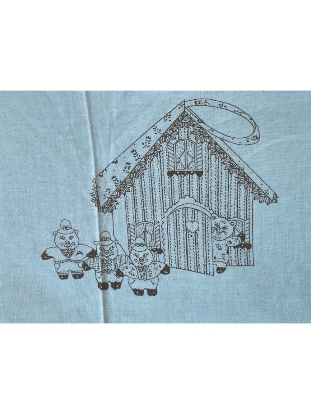 Cut and Sew Three Little Pig Doll playset Panel Vintage Spring Industries NOS